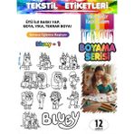 Agg Reklam Yıkanabilir Keçeli Kalem ile Boyanan Tişört Ütü Etiketi Bluey Serisi-1 12LI Set - 01-Siyah - Seri-1