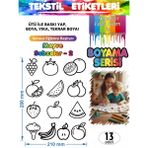 Agg Reklam Yıkanabilir Keçeli Kalem ile Boyanan Tişört Ütü Etiketi Meyve Sebzeler Serisi-2 13LÜ Set - 01-Siyah
