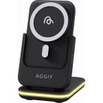 Aggiy AG-W18 3 In 1 23W Wireless Magsafe Şarj Istasyonu & Powerbank - Siyah