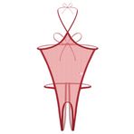 Ağı Açık Kadın Kırmızı Seksi İç Çamaşırı Fantezi Gecelik Babydoll