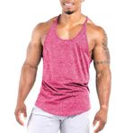 Agilelin Erkek Muskel Stringer Tanktop, Gym Trainings kas tişörtü, streç spor tişörtleri, hızlı kuruyan fitness tişörtü, Y sırtlı, Pembe., M