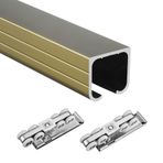 Ağır alüminyum ahır kapısı donanım kiti 48 "sürgülü dolap kapı parça seti ile 4-6-8 tekerlekler ayarlanabilir ray dolap kapı şampanya bitirmek 100-320 CM seçenekleri