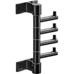 Ağır Duvar Kancaları ile 4 Döner Katlanabilir Arms Havlu Tutucu Tuvalet Döner Depolama Raf Ceket Raf Şapka Hooks Banyo | Robe Hooks - Siyah