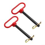 Ağır Hizmet for TIPI 5/8 x 6 İnç Römork Bağlantı Pimi ve Klips Seti, RV Kamyon Tekne TRAKTÖRleri for ATV için Kırmızı Saplı Çekme Kilidi, 2 Paket Çelik Alaşımlı Alıcı Kapı Pimleri