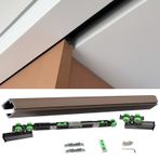 Ağır Hizmet Tipi 2ft Sürgülü Ahır Kapısı Donanım Kiti Yumuşak Kapanma Mekanizması Alüminyum Alaşımlı Dolap Tavan ve Duvara Montaj için Parça Silindirleri (Kahverengi 24 inç)