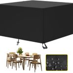 Ağır Hizmet Tipi 420D Oxford Kumaş Açık Veranda Veranda Veranda Mobilya Kapak Seti Dikdörtgen Anti UV Rattan Masa Örtüsü Rüzgar Geçirmez ve Su Geçirmez Bahçe Mobilyaları için 100x60x85cm