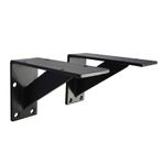 Ağır Hizmet Tipi 60 cm Metal Raf Braketleri - Yüzer Mobilya, Banyo ve Dolap için Endüstriyel Duvar Desteği - 200kg Yük Kapasitesi, Siyah Köşe Desteği, Dayanıklı ve Şık