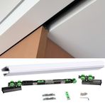 Ağır Hizmet Tipi 7ft Sürgülü Ahır Kapısı Donanım Kiti - Yumuşak Kapanan Dolap Parça Silindirleri Tavan ve Duvara Montaj için Alüminyum Alaşımlı Ray - Gümüş Kaplama 84 İnç Uzunluk