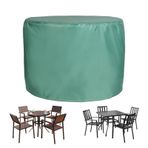 Ağır Hizmet Tipi Açık Su Geçirmez Yuvarlak Veranda Mobilya Örtüleri 220x110cm Yırtılmaya Dayanıklı ve Nefes Alabilir Masa ve Sandalyeleri Yağmur ve Güneşten Korur Bahçe Mobilyaları Örtüsü