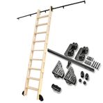 Ağır Hizmet Tipi Ahşap Ahır Sürgülü Kapılar, Parça Kitaplığı Tasarımlı Rulo Merdiven Donanımı Karbon Çelik Ray Siyah Ayarlanabilir Uzunluk 1m - 6m (10ft/300cm)
