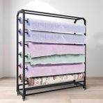 Ağır Hizmet Tipi Çelik Kumaş Depolama Rafı - Vinil, Deri, Perdeler ve Duvar Kağıdı için Ayarlanabilir Rolling Organizer - 10 Çubuklu Ticari Tekstil Teşhir