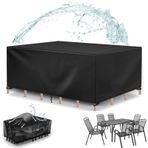 Ağır Hizmet Tipi Dış Mekan Mobilya Örtüsü 340x340x75 cm Su Geçirmez Veranda Masa Örtüsü Dikdörtgen Dış Mekan Masası için Dayanıklı ve Hava Koşullarına Dayanıklı Veranda Mobilyalarınızı Elementlerden