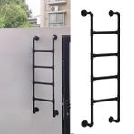 Ağır Hizmet Tipi Kaymaz Duvara Monte Merdiven 100-300 cm Ayarlanabilir Siyah Metal Demir Yangın Merdiveni 320lbs Dış Mekan Çatı/Garaj Güvenliği için Yük Kapasitesi - Özel Boyut (250 cm/98 inç)