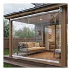Ağır Hizmet Tipi Şeffaf Rüzgar Geçirmez Stor Perde, Balkon Veranda için Şeffaf PVC Kör ve Özel Boyut Taslak Durdurucu Su Geçirmez Isı Yalıtımlı Yumuşak Vinil Bölme, Grommet(W90*H140cm/W35.43*H55.11in)