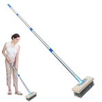 Ağır hizmet tipi süpürge, uzun saplı güverte fırçası | Uzun saplı güverte ovma fırçası,Scrubber, Moss Remover'ın dışında, yabani otları çıkarmak için bahçe süpürme aracı,