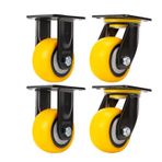 Ağır Hizmet Tipi Tekerlekler 4 "PU Döner Tekerlek Tekerlek Tezgahı Mobilya için Sessiz Teker 500 KG Kapasite(2 swivel brake+2 fixed)