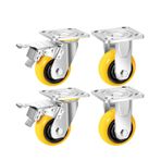 Ağır Hizmet Tipi Tekerlekler 5 "PU Döner Tekerlek Tekerlek Tezgahı Mobilya için Sessiz Teker 700 KG Kapasite(2 swivel brake+2 fixed(Smooth))