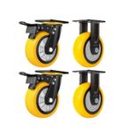 Ağır Hizmet Tipi Tekerlekler 6 "PU Döner Tekerlek Tekerlek Tezgahı Mobilya için Sessiz Teker 800 KG Kapasite(2 swivel brake+2 fixed)