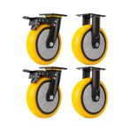 Ağır Hizmet Tipi Tekerlekler 8 "PU Döner Tekerlek Tekerlek Tezgahı Mobilya için Sessiz Teker 900 KG Kapasite(2 swivel brake+2 fixed)