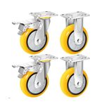 Ağır Hizmet Tipi Tekerlekler 8 "PU Döner Tekerlek Tekerlek Tezgahı Mobilya için Sessiz Teker 900 KG Kapasite(2 swivel brake+2 fixed(Smooth))