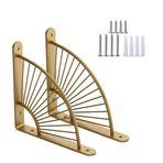 Ağır Metal Raf Braketleri Modern Demir Sanat Duvara Montaj Desteği Ev Ofis Garaj Restoran Depolama için 2 Parça Set Şık Altın Kaplama 300x300mm