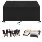 Ağır su geçirmez veranda masa örtüsü 300x260x75cm açık Rattan mobilya koruyucu toz geçirmez 600D kapak bahçe seti için siyah dayanıklı hava kalkanı