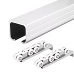 Ağır Sürgülü Kapı Kiti Alüminyum Parça ve Silindirler Cep Ahır Kapıları için 30ft - 2ft Ayarlanabilir Uzunluk Kapalı/Dış Mekan Kullanımı Kolay Kurulum Pürüzsüz Çalışma