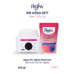 AGISS Sir Ağda Makinesi + 1 Adet Hassas Ciltler Için 220 Gr Boncuk Soyulabilir Inci El Ağda 5 Spatula Seti