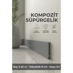 AGK Espumo Kompozit Süpürgelik 8 cm Koyu Gri | Suya Dayanıklı Parke Duvar Süpürgelik 2,40 m ESP203
