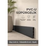 Agk Sempla Pvc-U Siyah Süpürgelik 8 cm x 2.40 M | Suya, Neme ve Darbeye Dayanıklı, Kolay Montaj, SMP702