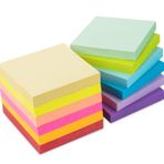 Agoer 12 adet yapışkanlı not defteri, 76 x 76 mm, süper yapışkan notlar, kendinden yapışkanlı not kağıdı, renkli not defteri, ofis ve ev için, toplam 1200 yaprak, 12 renk