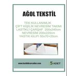 Ağol Tekstil 5’li Tek Kullanımlık Nevresim Takımı – Tek Kişilik | Lastikli Çarşaf + Yorgan Kılıfı + Yastık Kılıfı | Beyaz Renk