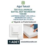 ağol tekstil Tek Kullanımlık Battal Boy Nevresim Takımı (ÇARŞAF YORGAN KILIFI VE YASTIK KILIFI) – 1 Adet
