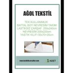 Ağol Tekstil Tek Kullanımlık Nevresim Takımı Battal Boy (Lastikli Çarşaf + Yorgan Kılıfı + Yastık Kılıfı) – 1 Set - Beyaz - 250 x 240 cm