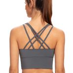 AGONVIN Longline Yoga Dolgulu Demir Grisi Kadın Spor Sütyen
