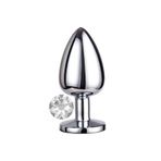 Agorshop Luxury Silver Beyaz Taşlı Küçük Metal Anal Plug