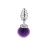 Agorshop Ribbed Boğumlu Mor Peluş Çelik Anal Plug