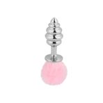 Agorshop Ribbed Boğumlu Pembe Peluş Çelik Anal Plug