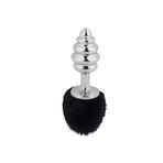 Agorshop Ribbed Boğumlu Siyah Peluş Çelik Anal Plug