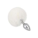 Agorshop World Bunny Tail Peluşlu Metal Anal Plug-White