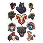Agresif Hayvanlar Sticker Set-1 11 Parça Telefon, Tablet, Defter, Laptop Sticker