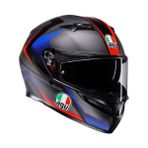 Agv K3 Mplk Striga Matt Black Blue Red Kapalı Kask - XL