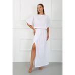 Agva Collection Shyla %100 organik Müslin Yırtmaçlı etek - 001-Beyaz - L - XL