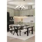 ah assel home Aria Tokyo Demonte Sandalye 80x120 Yemek Masası Mutfak Masası Salon Masası 4 Kişilik