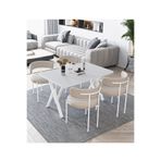 ah assel home Beyaz Teddy Sandalye 80x120 Yemek Masası Mutfak Masası 4 Kişilik Masa Sandalye Takımı