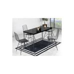 ah assel home Malta 60x120cm Yemek Masası Takımı-mutfak Masası -balkon Masası-siyah Mermer Desenli Oval Kenar