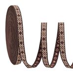 AHANDMAKER 16,6 Metre Etnik Stil Nakış Şeritleri, 3/8 İnç Vintage Jakarlı Şeritler, Eşkenar Dörtgen Desen Geometrik Dokuma Trim Şerit Dikiş El İşi Çantası Dekorasyon Hediye Paketleme