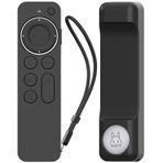 AHASTYLE Apple TV Siri Remote Control 4K 2021 için uzaktan kumanda kılıfı, AirTag tutuculu 【AirTag dahil değildir】 Apple TV 4K 2021 ve AirTag için tam koruma silikon uzaktan kumanda kılıfı (siyah)