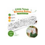 AHDTOPTAN Çiftlik Temalı Boyama Rulosu 32 cm x 2,5 Metre | Çocuklar İçin Uzun Boyama Kağıdı, Kalın Konturlu Eğitici Aktivite