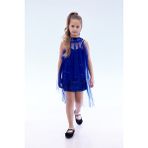 Ahengim Kız Çocuk Pullu Pelerinli Trend Abiye Elbise AK2244 - Saks Mavi - 11 Yaş